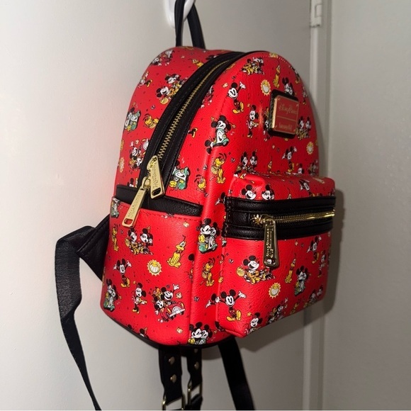 LOUNGEFLY MICKEY MINNIE DISNEY PARKS RUNAWAY RAILROAD RED PLUTO BACKPACK PURSE